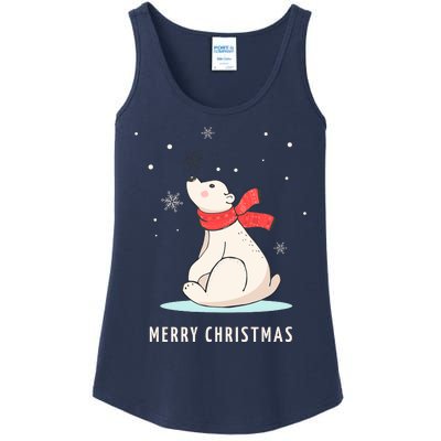 Cute Funny & Unique Christmas Polar Bear & Snow Gift Ladies Essential Tank