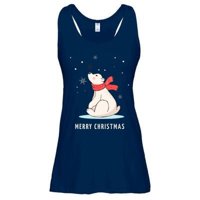 Cute Funny & Unique Christmas Polar Bear & Snow Gift Ladies Essential Flowy Tank