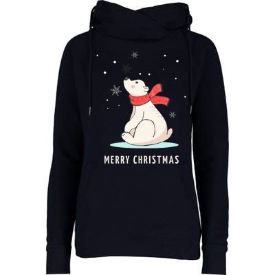 Cute Funny & Unique Christmas Polar Bear & Snow Gift Womens Funnel Neck Pullover Hood