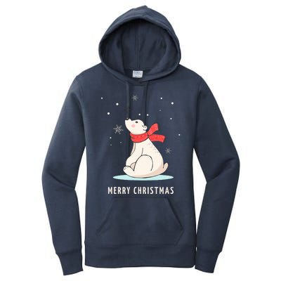 Cute Funny & Unique Christmas Polar Bear & Snow Gift Women's Pullover Hoodie