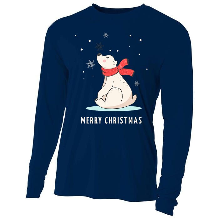 Cute Funny & Unique Christmas Polar Bear & Snow Gift Cooling Performance Long Sleeve Crew