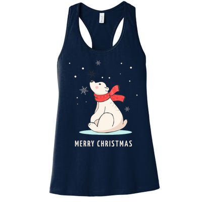 Cute Funny & Unique Christmas Polar Bear & Snow Gift Women's Racerback Tank