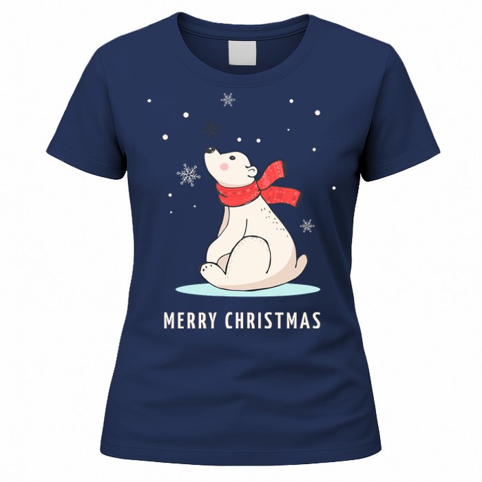 Cute Funny & Unique Christmas Polar Bear & Snow Gift Women's T-Shirt