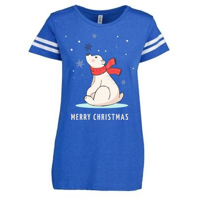 Cute Funny & Unique Christmas Polar Bear & Snow Gift Enza Ladies Jersey Football T-Shirt