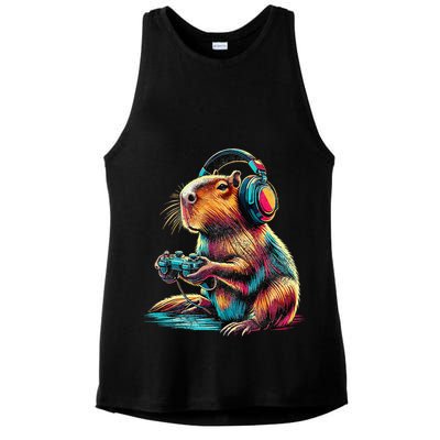 Capybara Funny Video Games Capybara Ladies PosiCharge Tri-Blend Wicking Tank