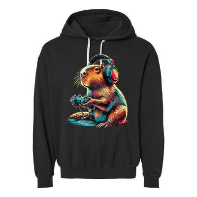 Capybara Funny Video Games Capybara Garment-Dyed Fleece Hoodie