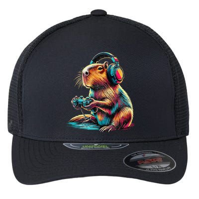 Capybara Funny Video Games Capybara Flexfit Unipanel Trucker Cap