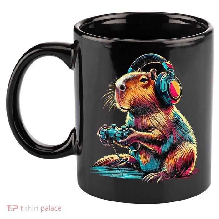Capybara Funny Video Games Capybara 11oz C Handle Ceramic Mug