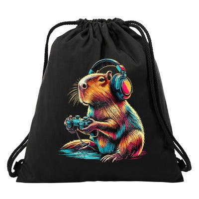 Capybara Funny Video Games Capybara Drawstring Bag
