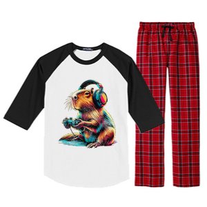 Capybara Funny Video Games Capybara Raglan Sleeve Pajama Set