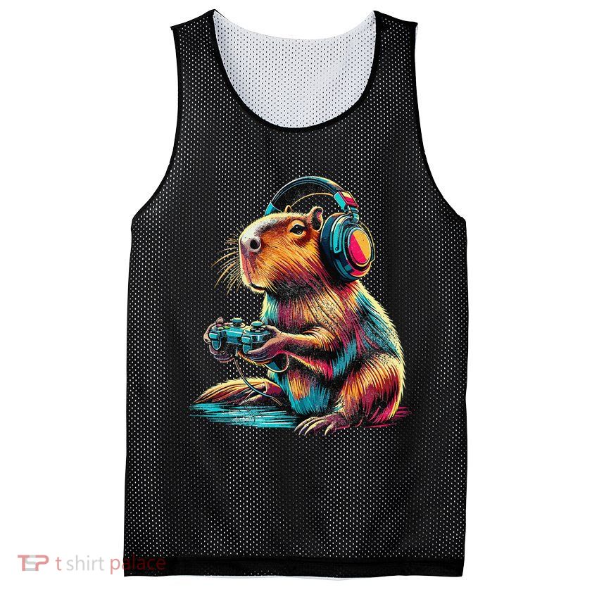 Capybara Funny Video Games Capybara Mesh Reversible Basketball Jersey Tank