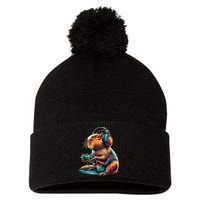 Capybara Funny Video Games Capybara Pom Pom 12in Knit Beanie
