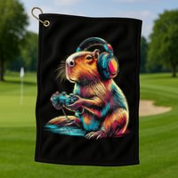Capybara Funny Video Games Capybara Golf Towel