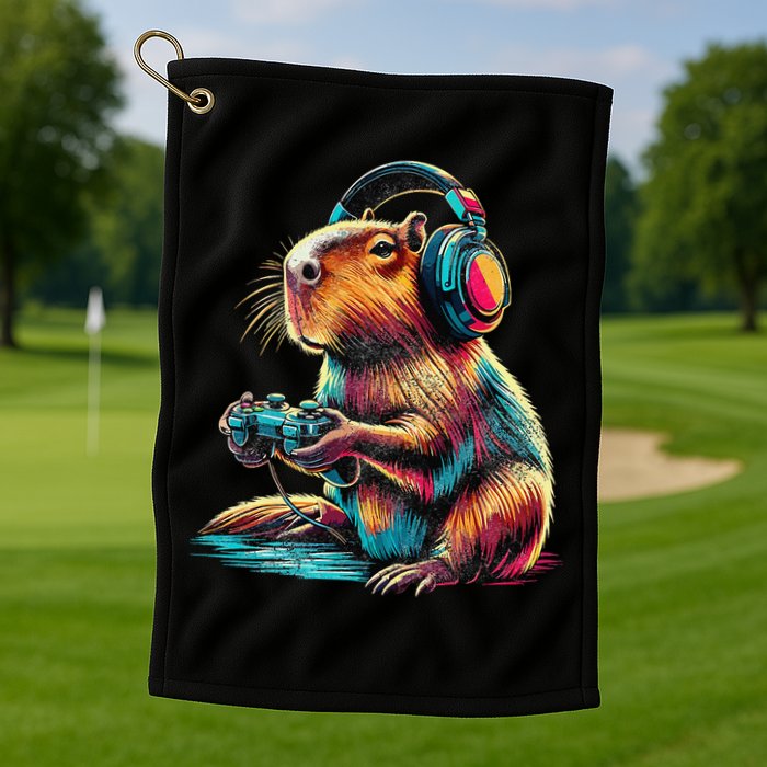Capybara Funny Video Games Capybara Golf Towel