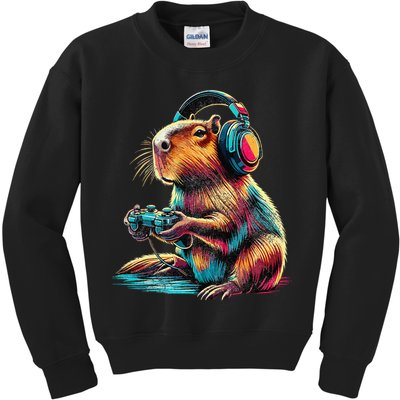 Capybara Funny Video Games Capybara Kids Sweatshirt