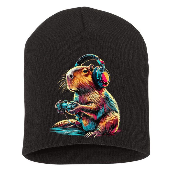 Capybara Funny Video Games Capybara Short Acrylic Beanie