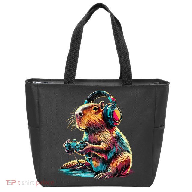 Capybara Funny Video Games Capybara Zip Tote Bag