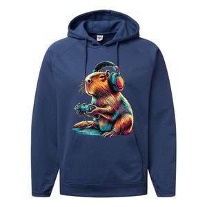 Capybara Funny Video Games Capybara Performance Fleece Hoodie