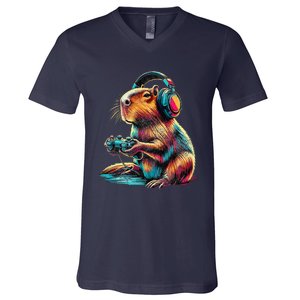 Capybara Funny Video Games Capybara V-Neck T-Shirt