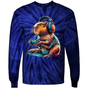 Capybara Funny Video Games Capybara Tie-Dye Long Sleeve Shirt