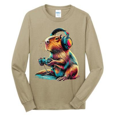 Capybara Funny Video Games Capybara Tall Long Sleeve T-Shirt