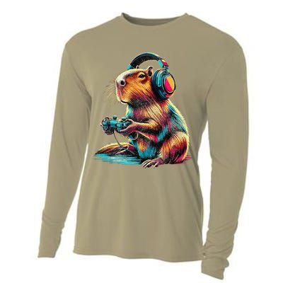 Capybara Funny Video Games Capybara Cooling Performance Long Sleeve Crew
