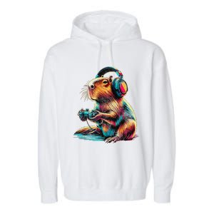 Capybara Funny Video Games Capybara Garment-Dyed Fleece Hoodie