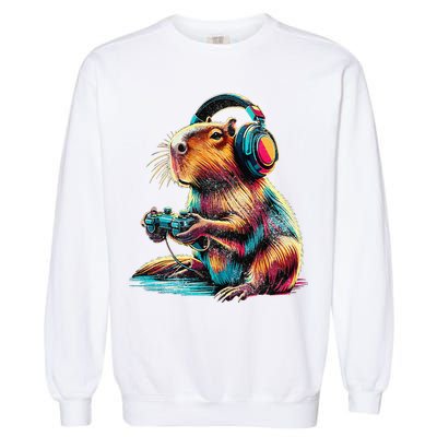 Capybara Funny Video Games Capybara Garment-Dyed Sweatshirt