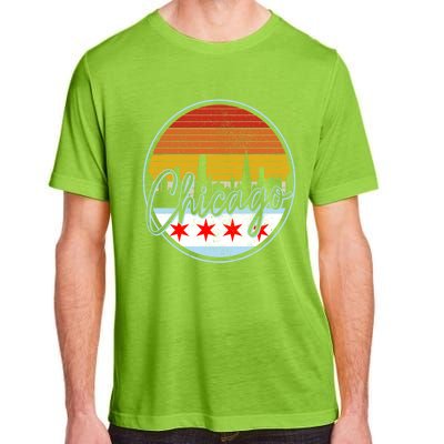 Chicago Flag Vintage Retro Skyline Pride Adult ChromaSoft Performance T-Shirt