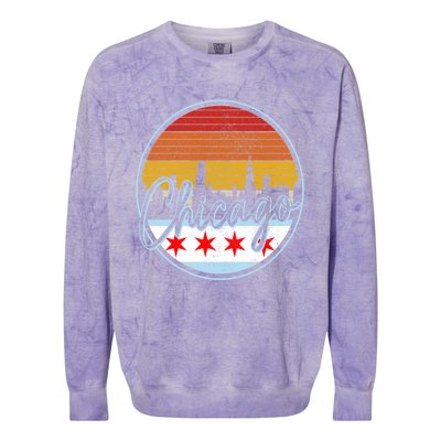 Chicago Flag Vintage Retro Skyline Pride Colorblast Crewneck Sweatshirt