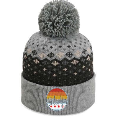 Chicago Flag Vintage Retro Skyline Pride The Baniff Cuffed Pom Beanie