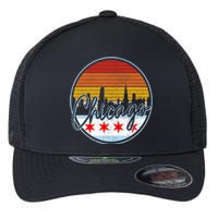 Chicago Flag Vintage Retro Skyline Pride Flexfit Unipanel Trucker Cap