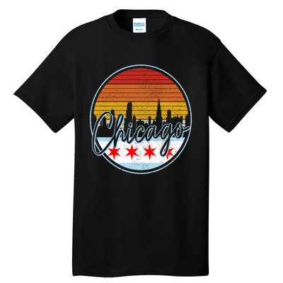 Chicago Flag Vintage Retro Skyline Pride Tall T-Shirt