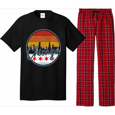 Chicago Flag Vintage Retro Skyline Pride Pajama Set