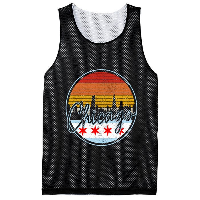 Chicago Flag Vintage Retro Skyline Pride Mesh Reversible Basketball Jersey Tank