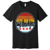 Chicago Flag Vintage Retro Skyline Pride Premium T-Shirt