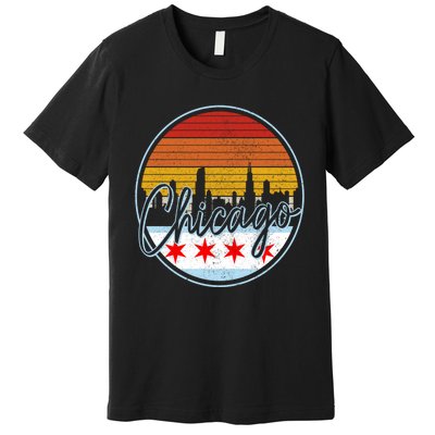 Chicago Flag Vintage Retro Skyline Pride Premium T-Shirt