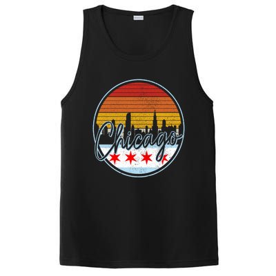 Chicago Flag Vintage Retro Skyline Pride PosiCharge Competitor Tank