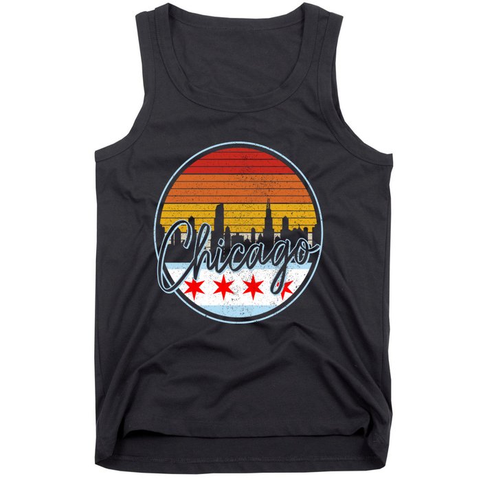 Chicago Flag Vintage Retro Skyline Pride Tank Top