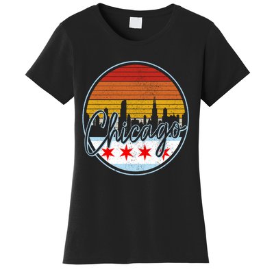 Chicago Flag Vintage Retro Skyline Pride Women's T-Shirt