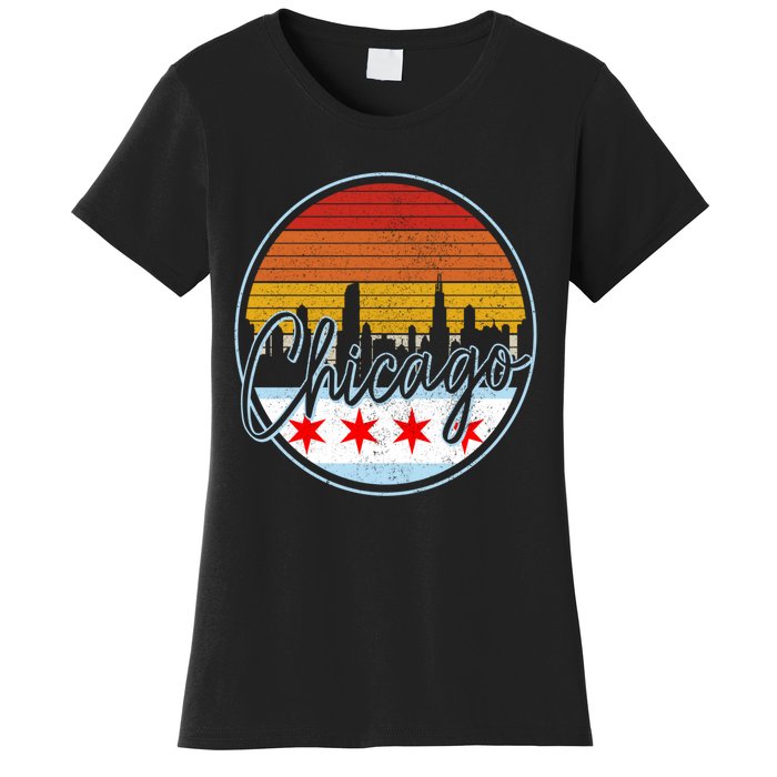 Chicago Flag Vintage Retro Skyline Pride Women's T-Shirt