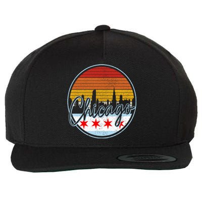 Chicago Flag Vintage Retro Skyline Pride Wool Snapback Cap