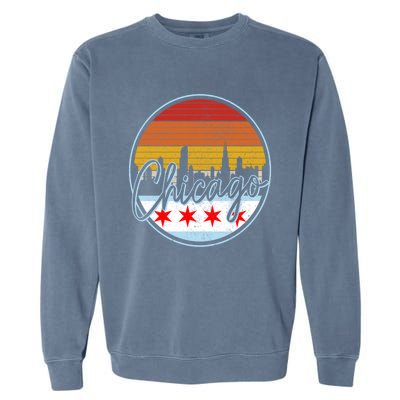 Chicago Flag Vintage Retro Skyline Pride Garment-Dyed Sweatshirt