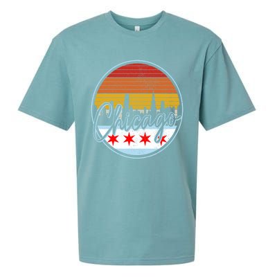 Chicago Flag Vintage Retro Skyline Pride Sueded Cloud Jersey T-Shirt