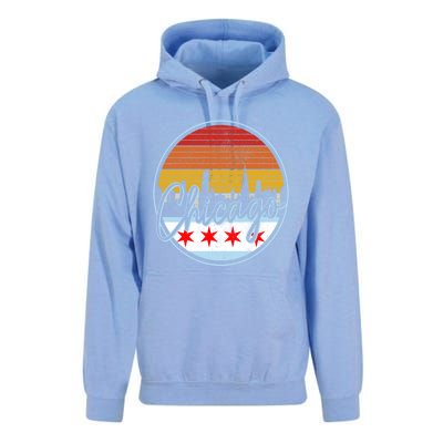 Chicago Flag Vintage Retro Skyline Pride Unisex Surf Hoodie