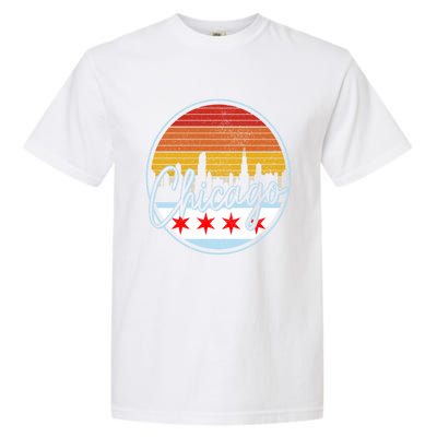 Chicago Flag Vintage Retro Skyline Pride Garment-Dyed Heavyweight T-Shirt