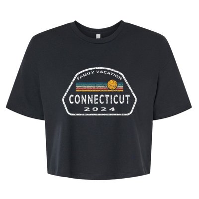 Connecticut Family Vacation 2024 Fun Retro Sunset Bella+Canvas Jersey Crop Tee