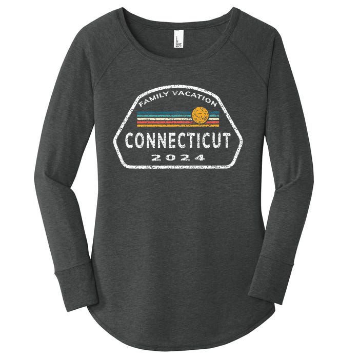 Connecticut Family Vacation 2024 Fun Retro Sunset Women's Perfect Tri Tunic Long Sleeve Shirt