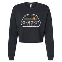 Connecticut Family Vacation 2024 Fun Retro Sunset Cropped Pullover Crew