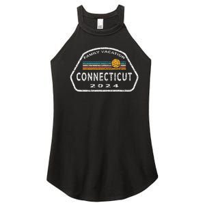 Connecticut Family Vacation 2024 Fun Retro Sunset Women's Perfect Tri Rocker Tank